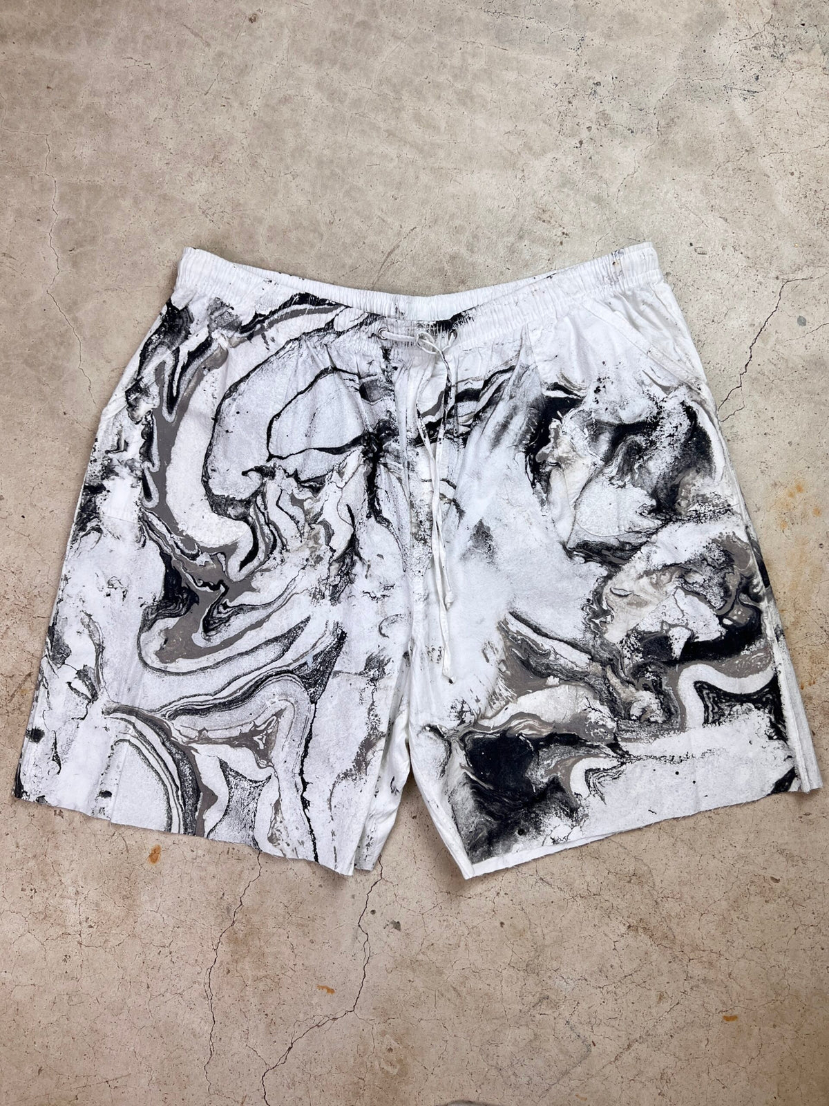 Marble Painted Denim Cut Off Shorts - 36-42"