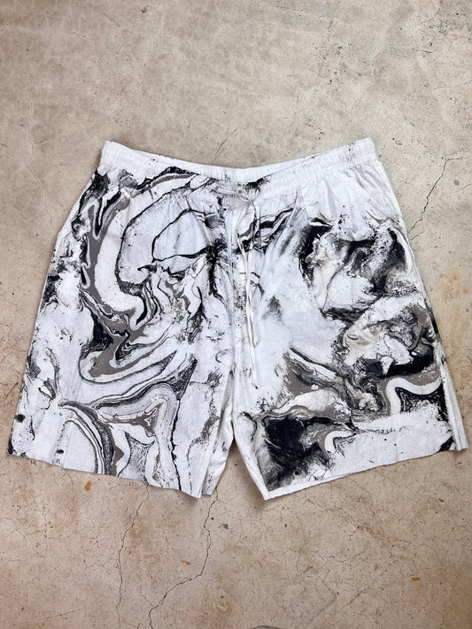 Marble Painted Denim Cut Off Shorts - 36-42"