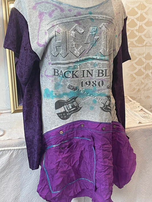 "Back in Black" Up-cycled rock T-shirt