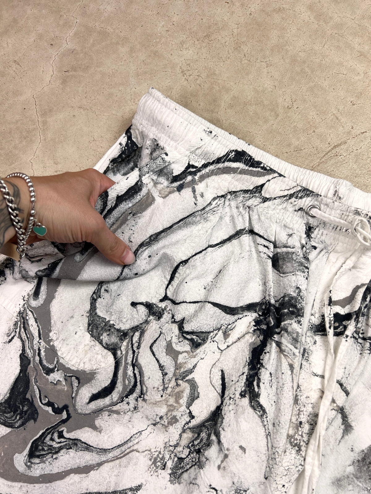 Marble Painted Denim Cut Off Shorts - 36-42"