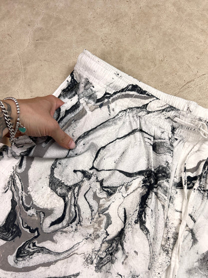 Marble Painted Denim Cut Off Shorts - 36-42"