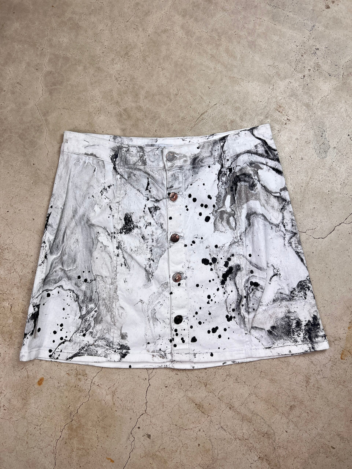 Marble Painted Denim Skirt - 26"