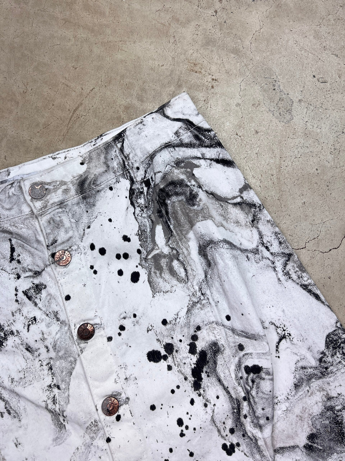 Marble Painted Denim Skirt - 26"