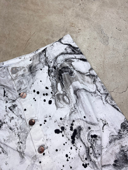 Marble Painted Denim Skirt - 26"