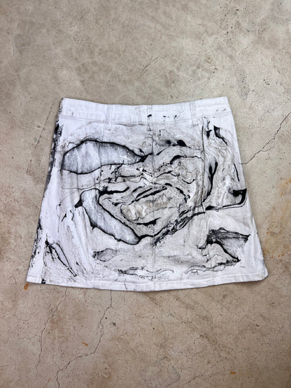 Marble Painted Denim Skirt - 26"