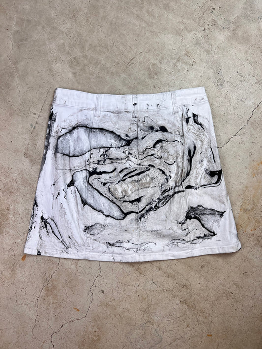 Marble Painted Denim Skirt - 26"