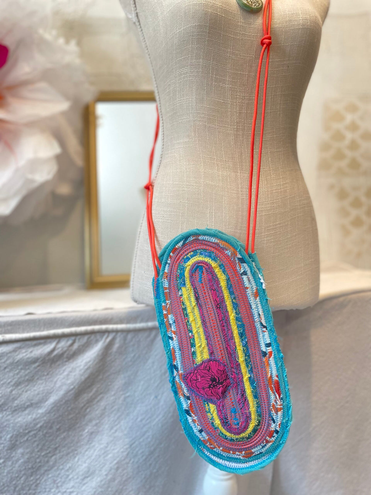 "Neon Rose" Crossbody Rope bag