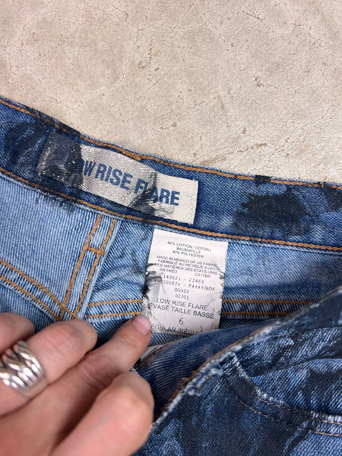 Marble Painted Denim Cut Off Shorts - 28"