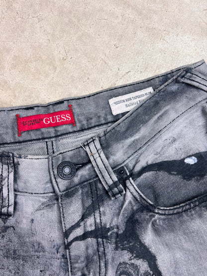 Marble Painted Denim Cut Off Shorts - 30"
