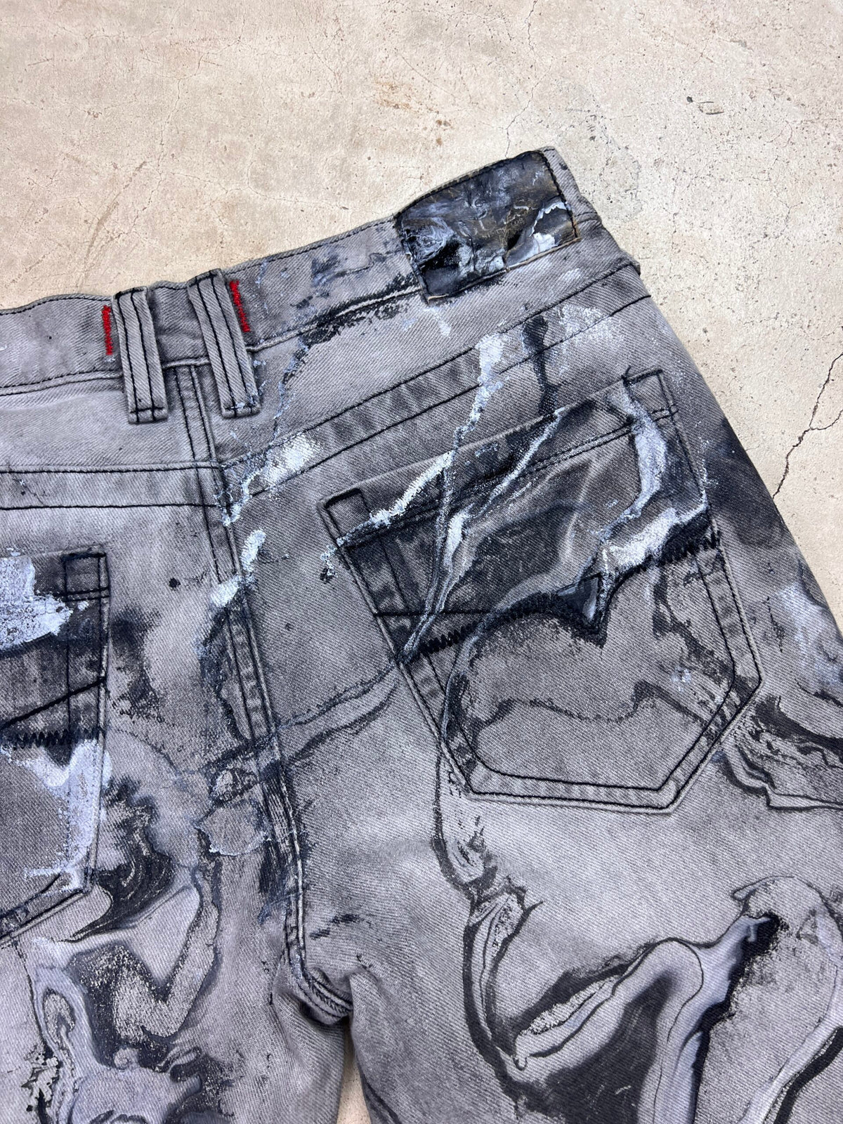 Marble Painted Denim Cut Off Shorts - 30"