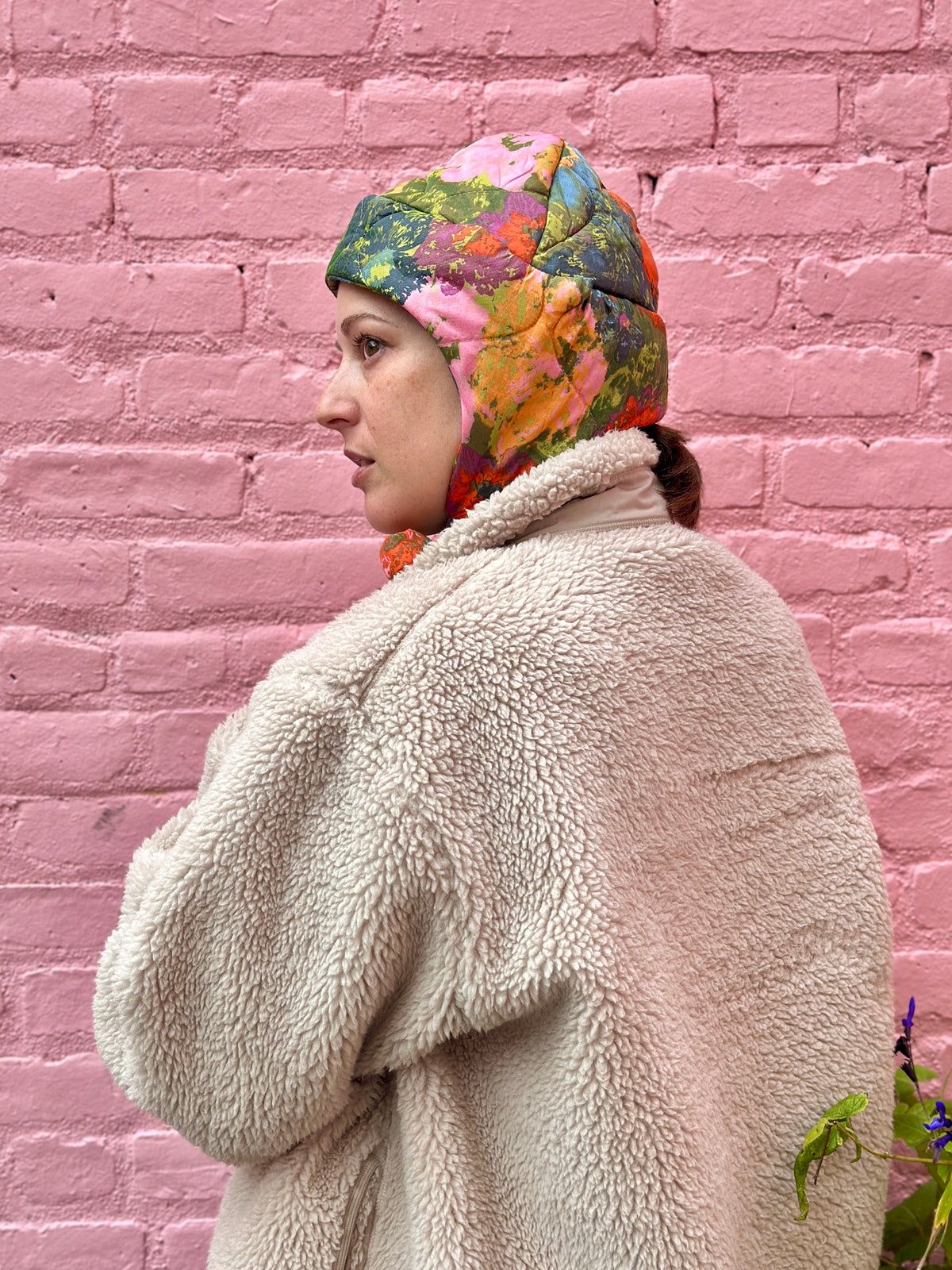Floral Quilted Cap from 70s Bedspread by Finding Doll, photo 3