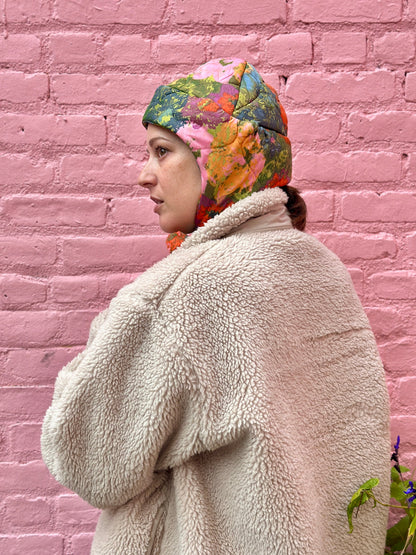 Floral Quilted Cap from 70s Bedspread by Finding Doll, photo 3