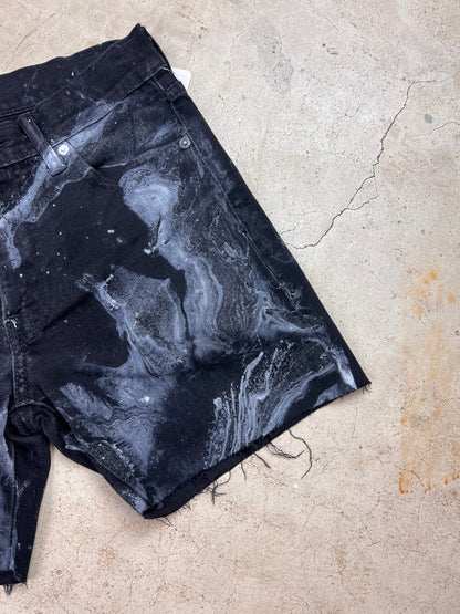 Marble Painted Denim Cut Off Shorts - 30"
