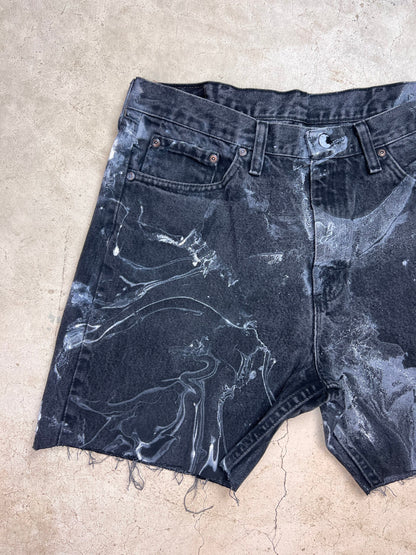 Marble Painted Denim Cut Off Shorts - 34"