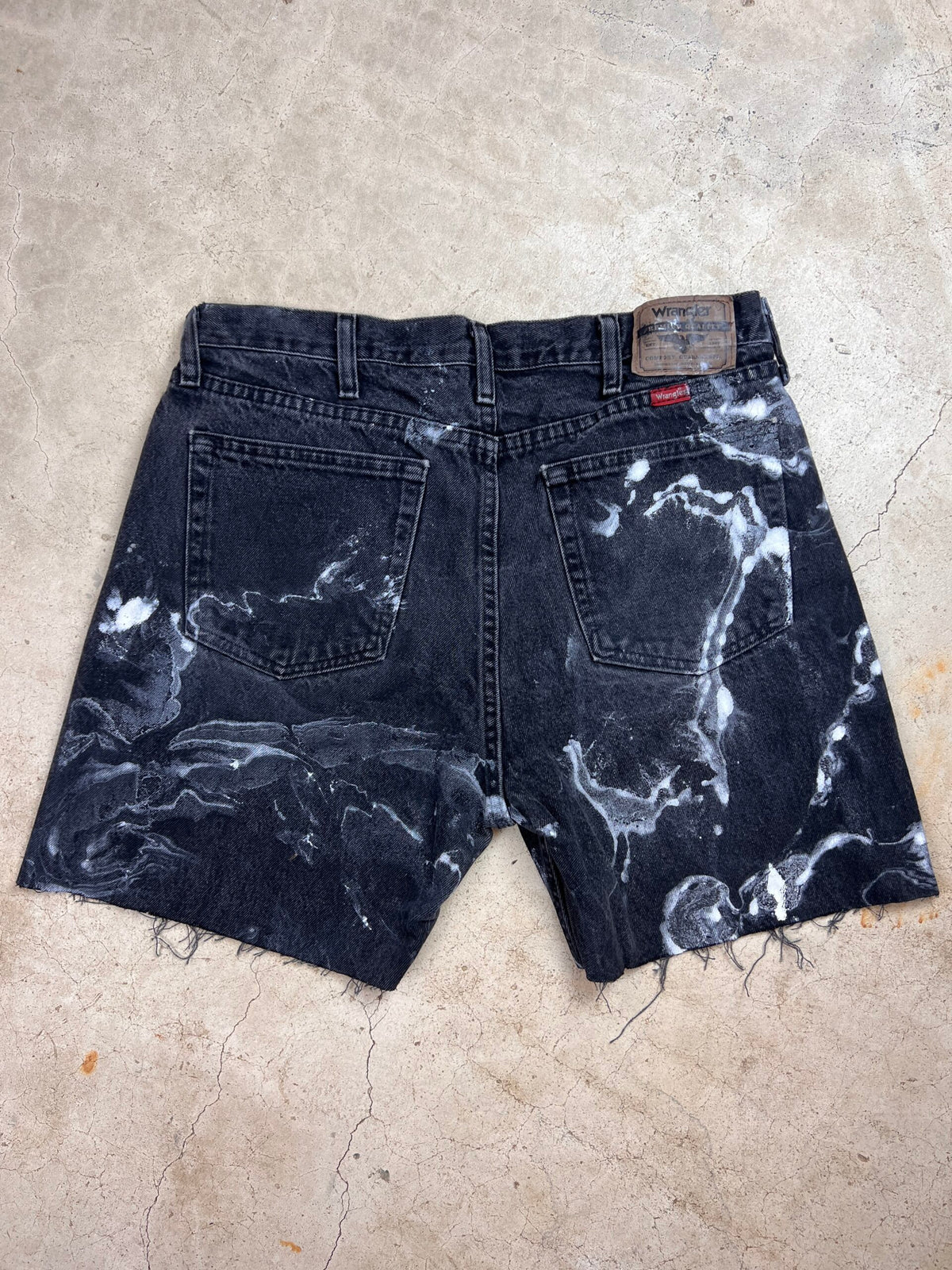 Marble Painted Denim Cut Off Shorts - 34"