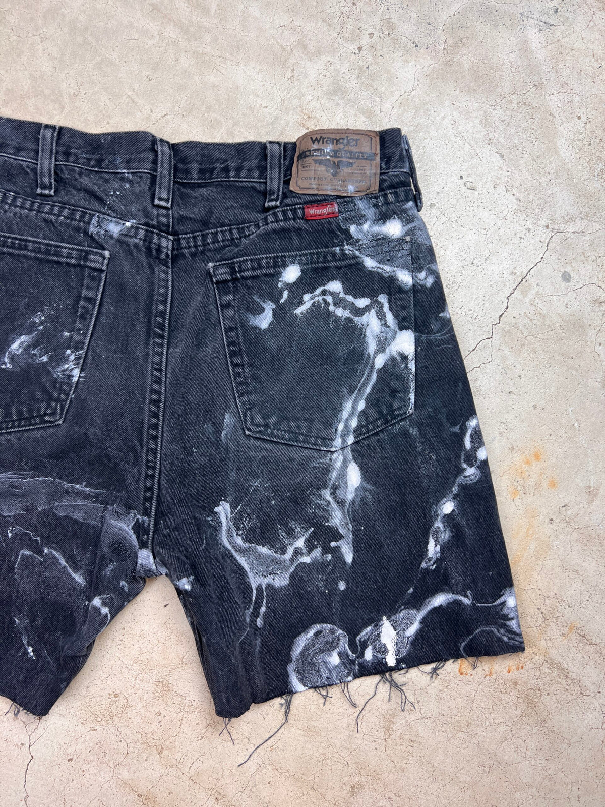 Marble Painted Denim Cut Off Shorts - 34"