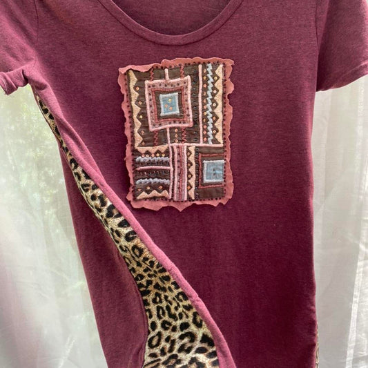 Repurposed shirt with vintage fabric