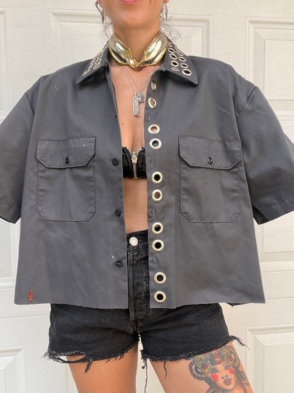 The Grommet Dickies Crop Shirt - Grey