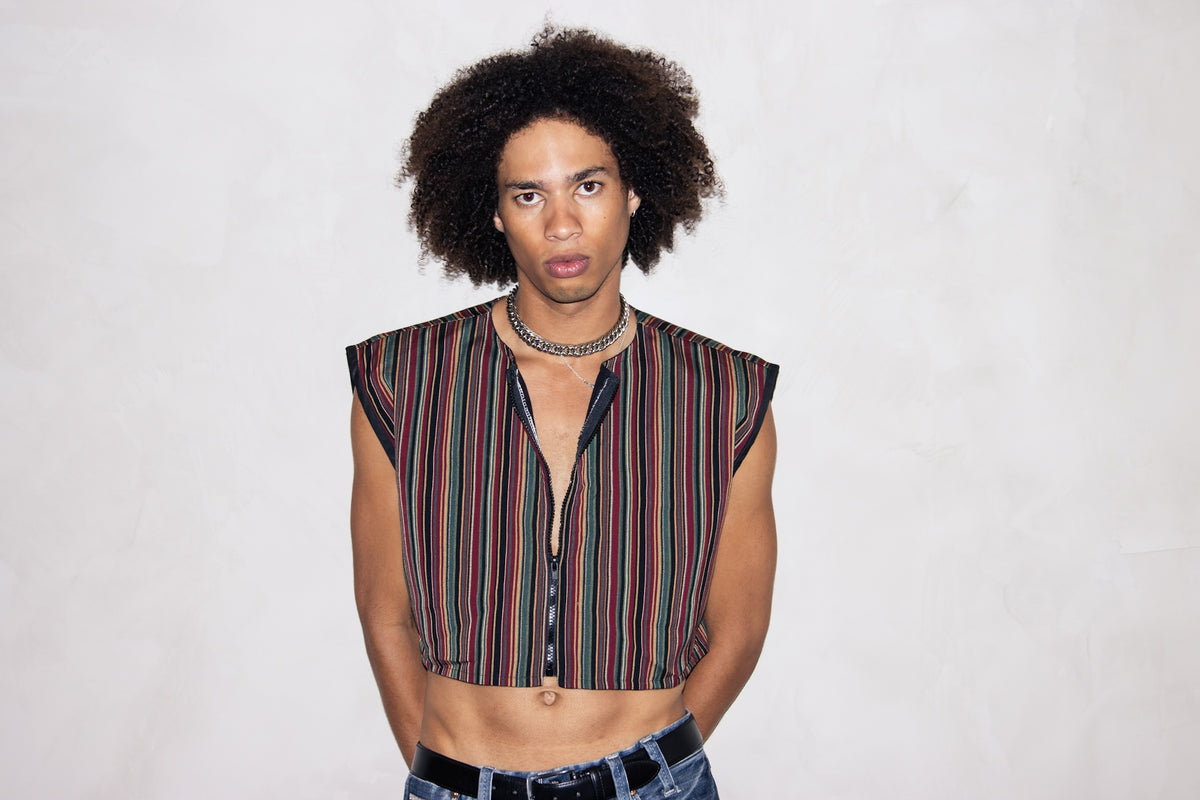 Vintage Stripe Sleeveless Cropped Jacket by Magic Threads Studio, photo 3