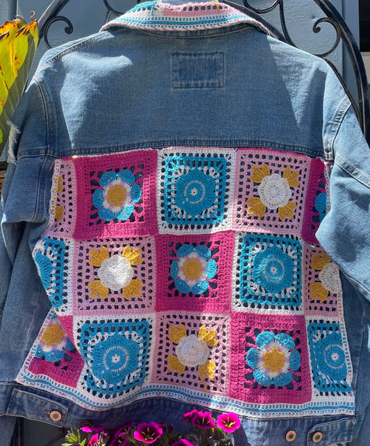 VINTAGE UPCYCLE PASTEL CROCKET JEAN OVERSIZED JACKET