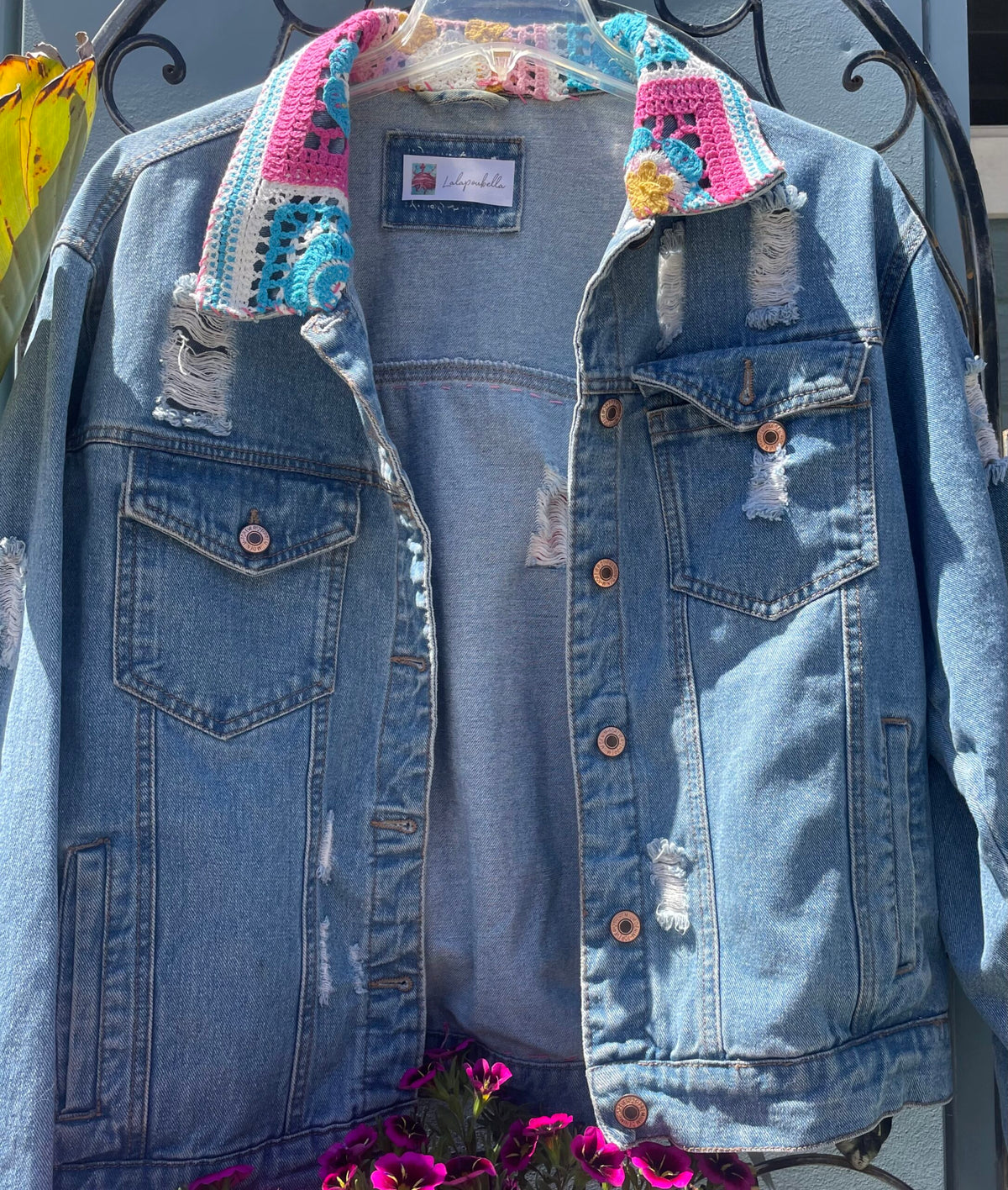 VINTAGE UPCYCLE PASTEL CROCKET JEAN OVERSIZED JACKET