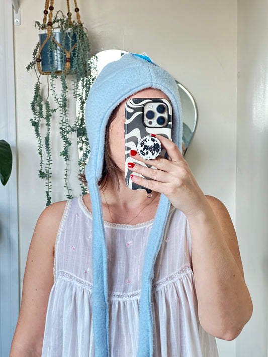 Baby Blue Vintage Fleece Cap by Finding Doll