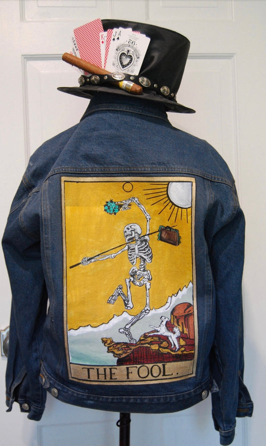 Hand Painted Original Jacket Modern Take on The Fool Tarot Card