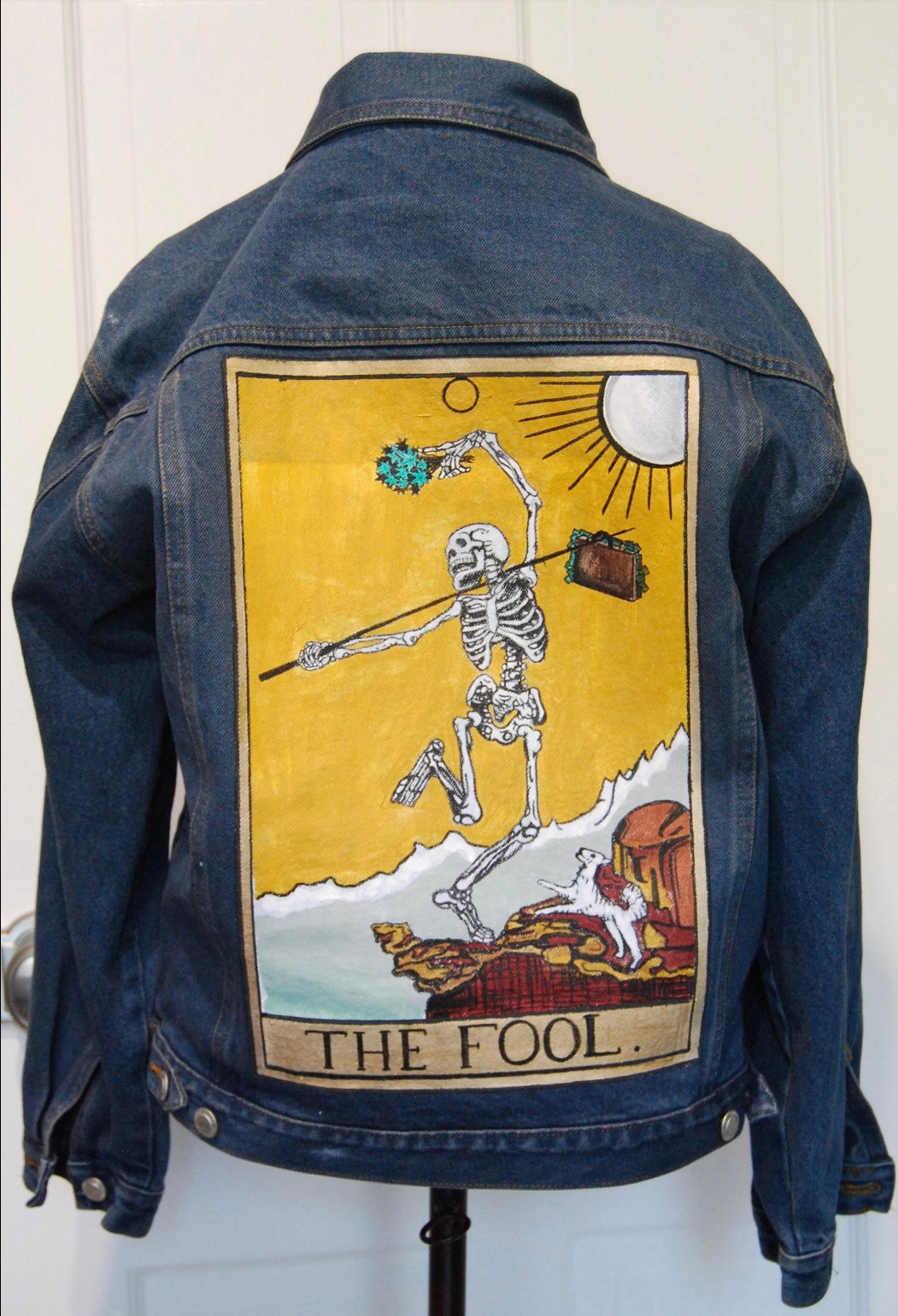 Hand Painted Original Jacket Modern Take on The Fool Tarot Card