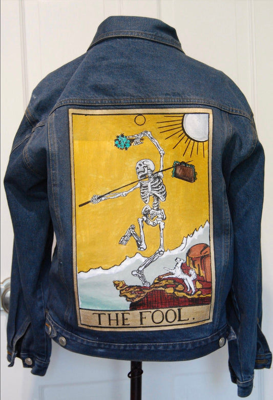 Hand Painted Original Jacket Modern Take on The Fool Tarot Card
