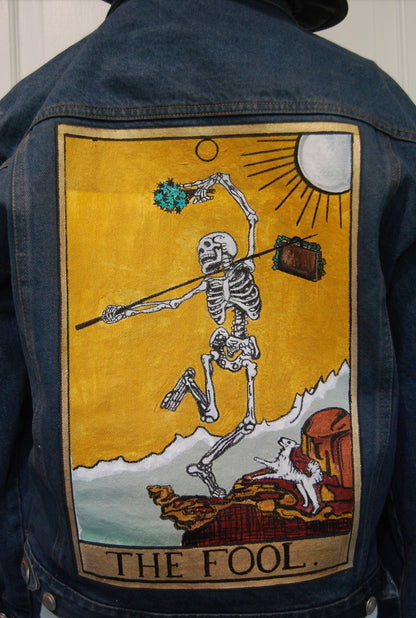 Hand Painted Original Jacket Modern Take on The Fool Tarot Card