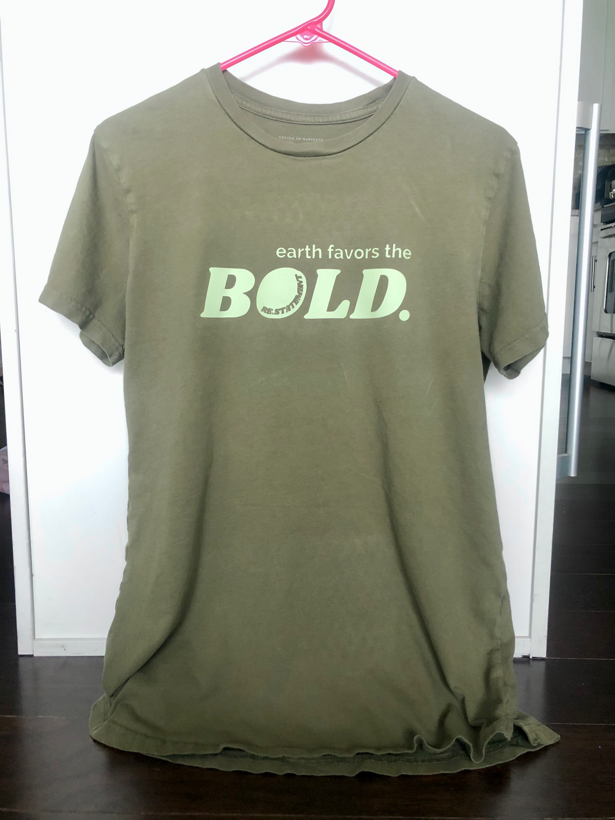 Earth Favors the Bold Olive Army Green Crew Neck T-Shirt