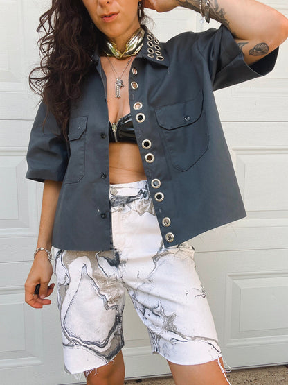 The Grommet Dickies Crop Shirt - Grey