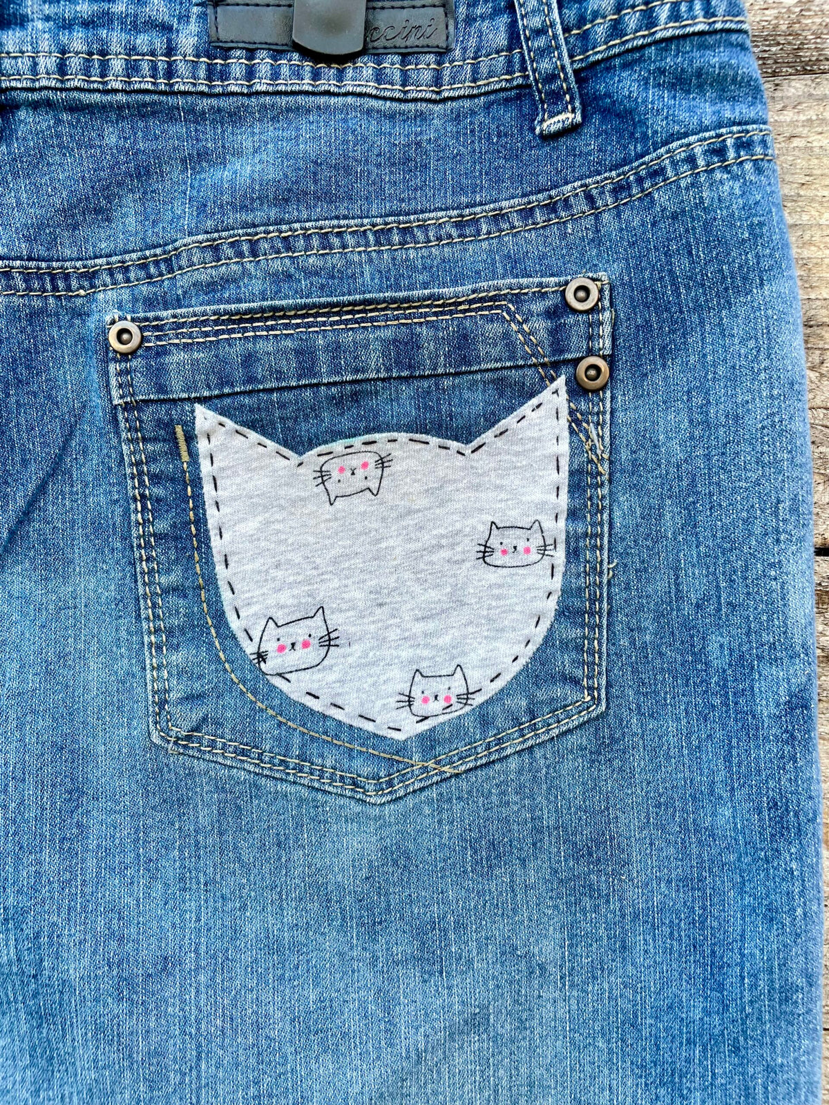Paw-sitively Purr-fect Denim Kitty Cat Skirt
