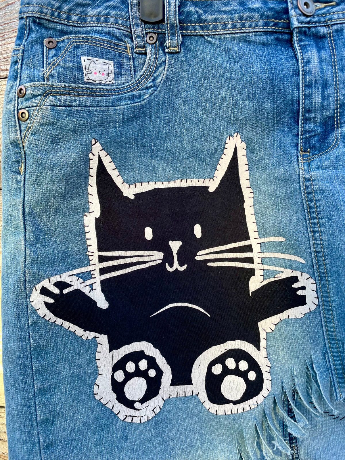 Paw-sitively Purr-fect Denim Kitty Cat Skirt