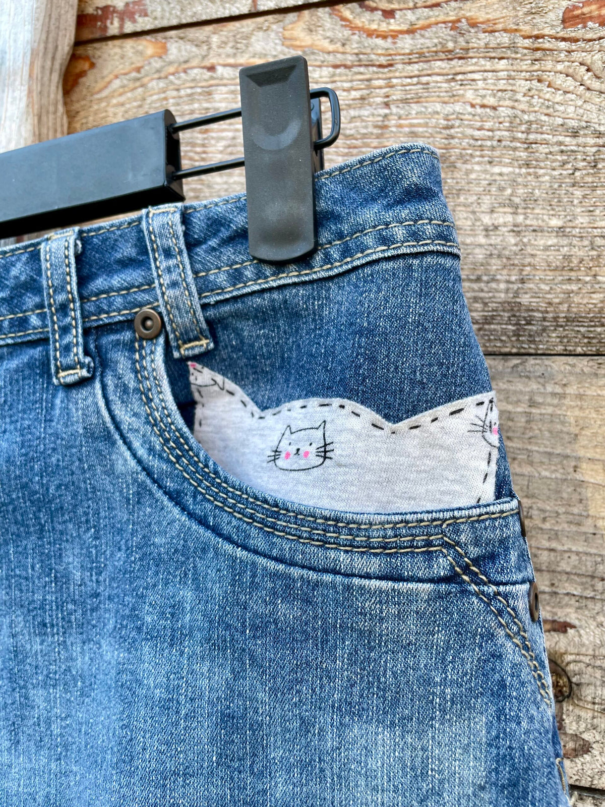 Paw-sitively Purr-fect Denim Kitty Cat Skirt