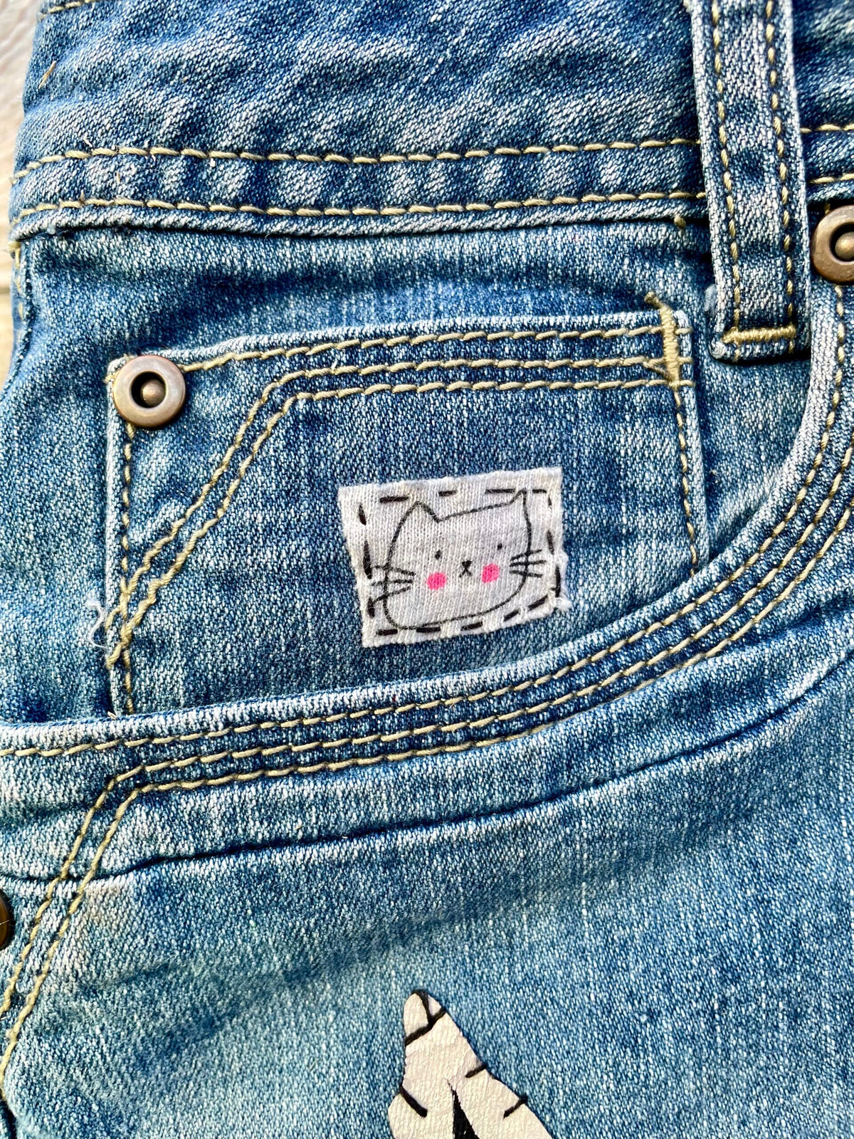 Paw-sitively Purr-fect Denim Kitty Cat Skirt