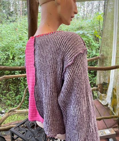 Patchwork sweater with face