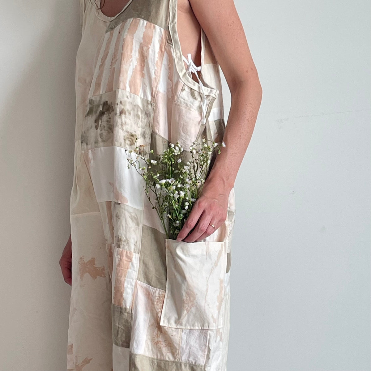 Patchwork Plant Dyed Jumpsuit - Pink, Cream, Olive