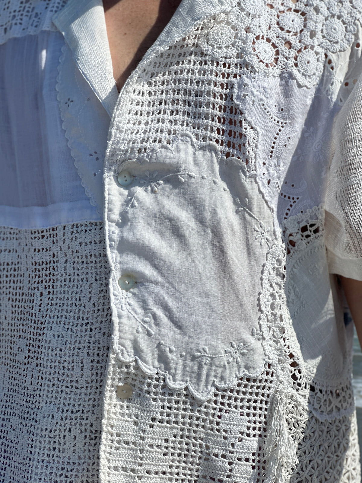 Vintage Doily and Linen Patchwork Top by Finding Doll, photo 9