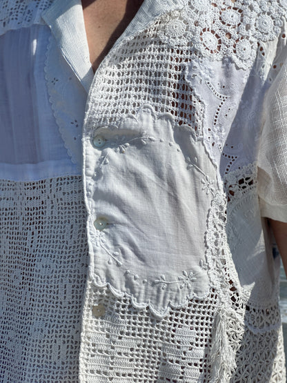 Vintage Doily and Linen Patchwork Top by Finding Doll, photo 9