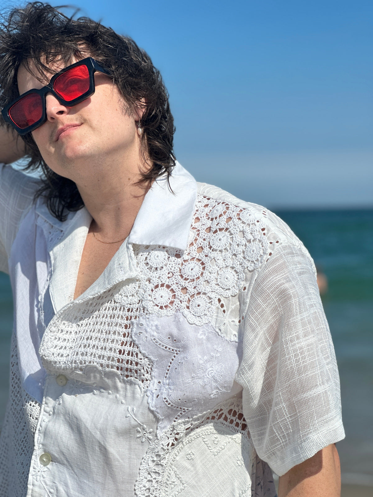Vintage Doily and Linen Patchwork Top by Finding Doll, photo 3
