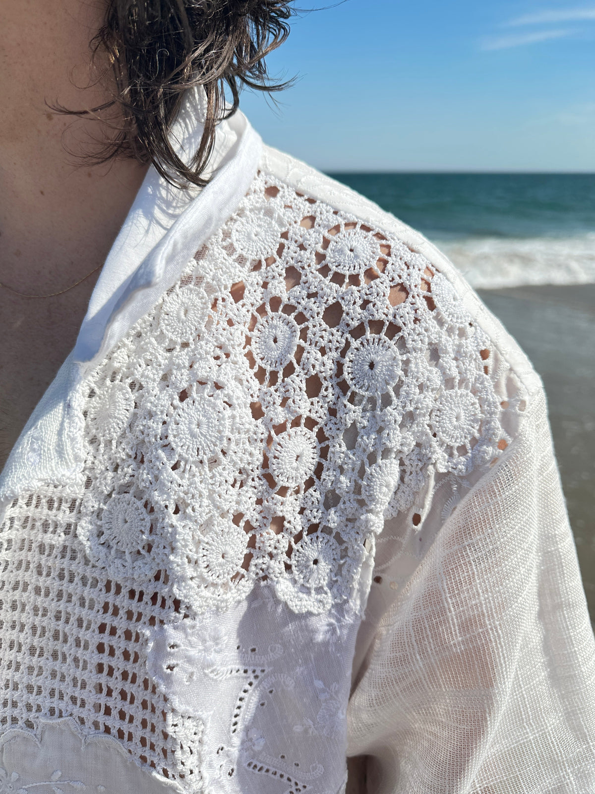Vintage Doily and Linen Patchwork Top by Finding Doll, photo 7