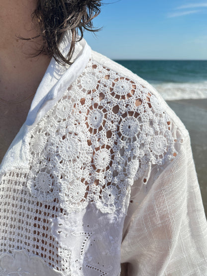 Vintage Doily and Linen Patchwork Top by Finding Doll, photo 7
