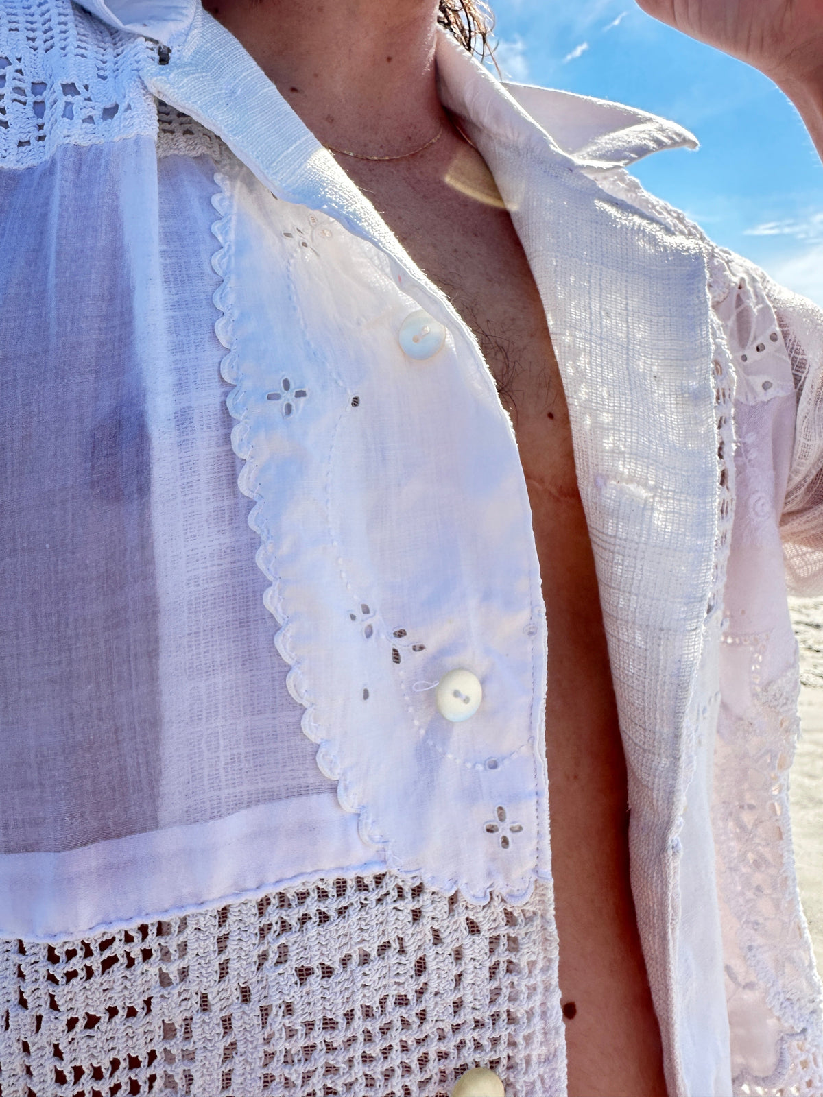 Vintage Doily and Linen Patchwork Top by Finding Doll, photo 4