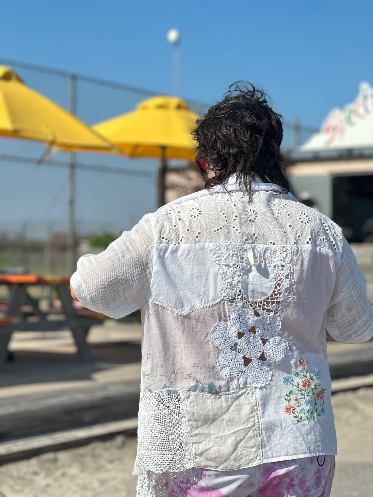 Vintage Doily and Linen Patchwork Top by Finding Doll, photo 6