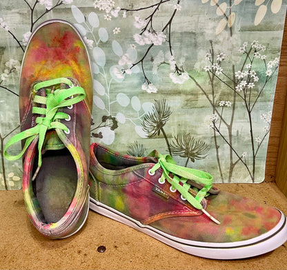 Custom Upcycled Bleached Tie Dyed Vans Women's Size 9