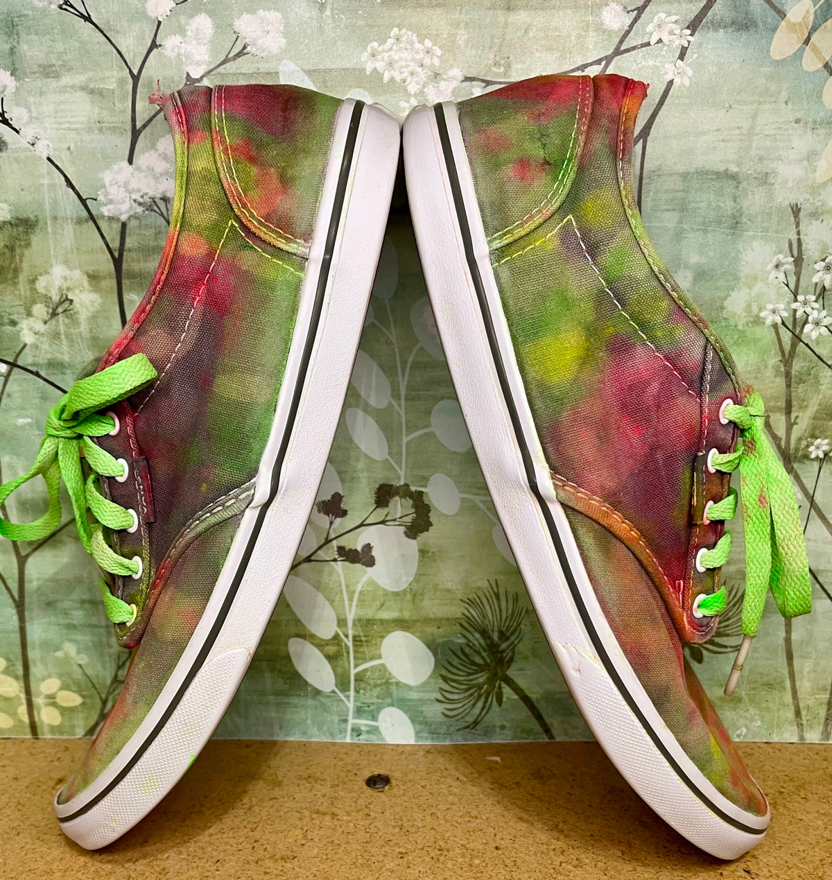 Custom Upcycled Bleached Tie Dyed Vans Women's Size 9