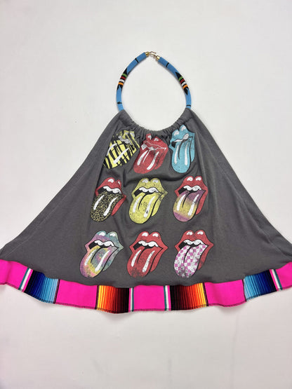 The Rolling Stones Beaded Halter Crop Top