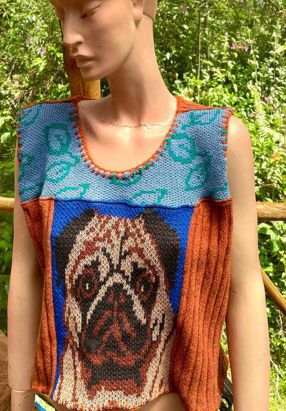 Upcycled top with pug