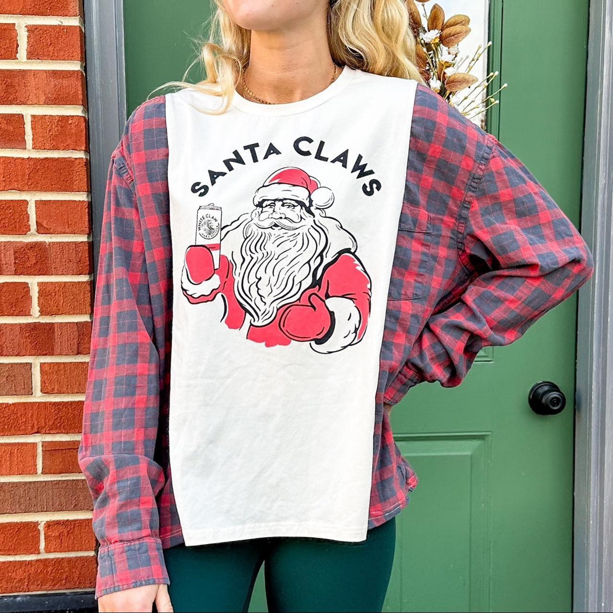 Santa claws flannel tee.
